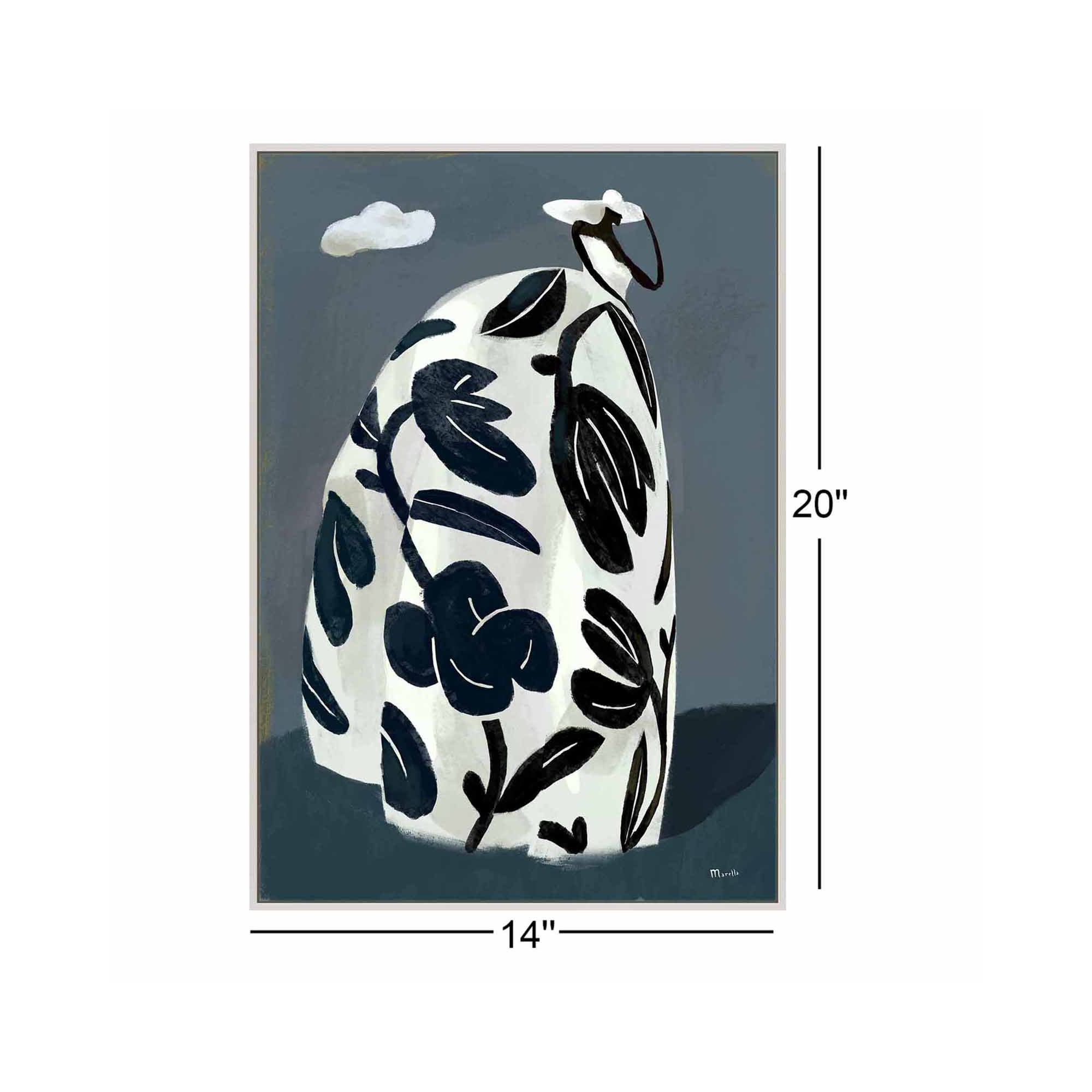 Black Dress by Marco Marella For Studio M, White Canvas Framed, 20" H x 14" W x 1.25" D