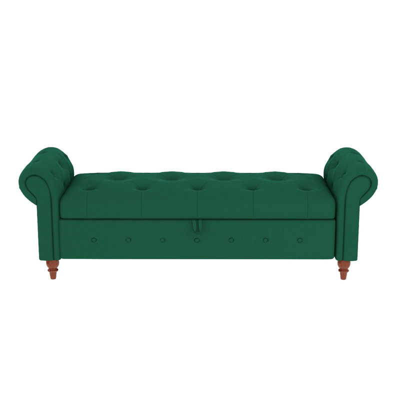 Xamiera Upholstered Storage Bench, Green