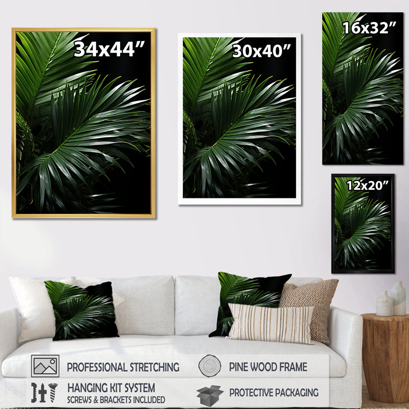 Feuilles de palmier Serenity II, H 32 po x l 16 po x P 1 po, Toile tendue