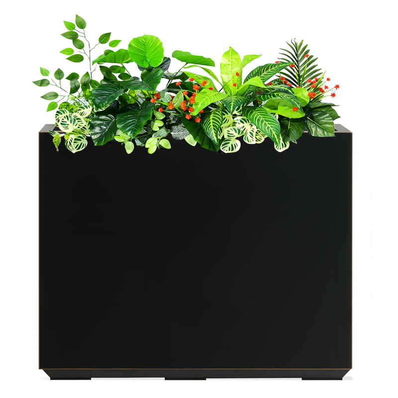 Boîte à fleurs en métal noir, H 30 po x l 38 po x P 9,8 po, Noir