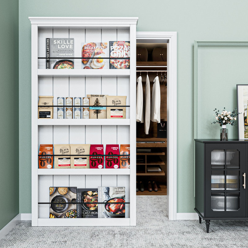Ghost Door Secret Hidden Door Bookshelf Style With Hidden Magic Sliding Track Hardware Kit Moudling Top, 42" x 84"