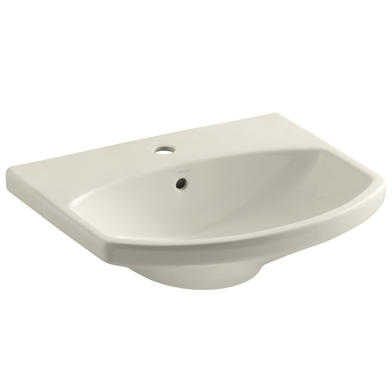 Cimarron Vitreous China 23" Pedestal Bathroom Sink with Overflow, Almond, Single Hole