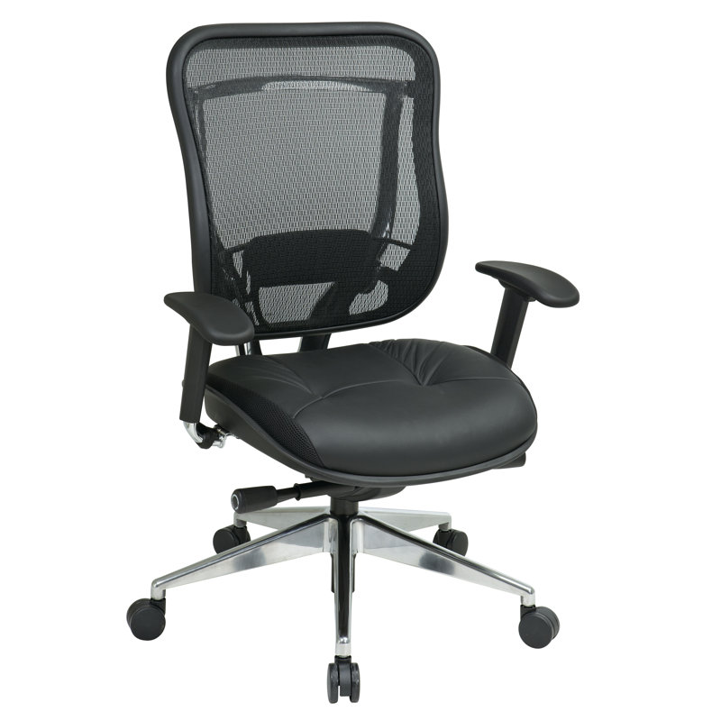 Chaise de travail SPACE, Cuir fleur, Accoudoirs réglables