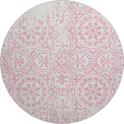 Premium Machine Washable Prisco Pink Rug