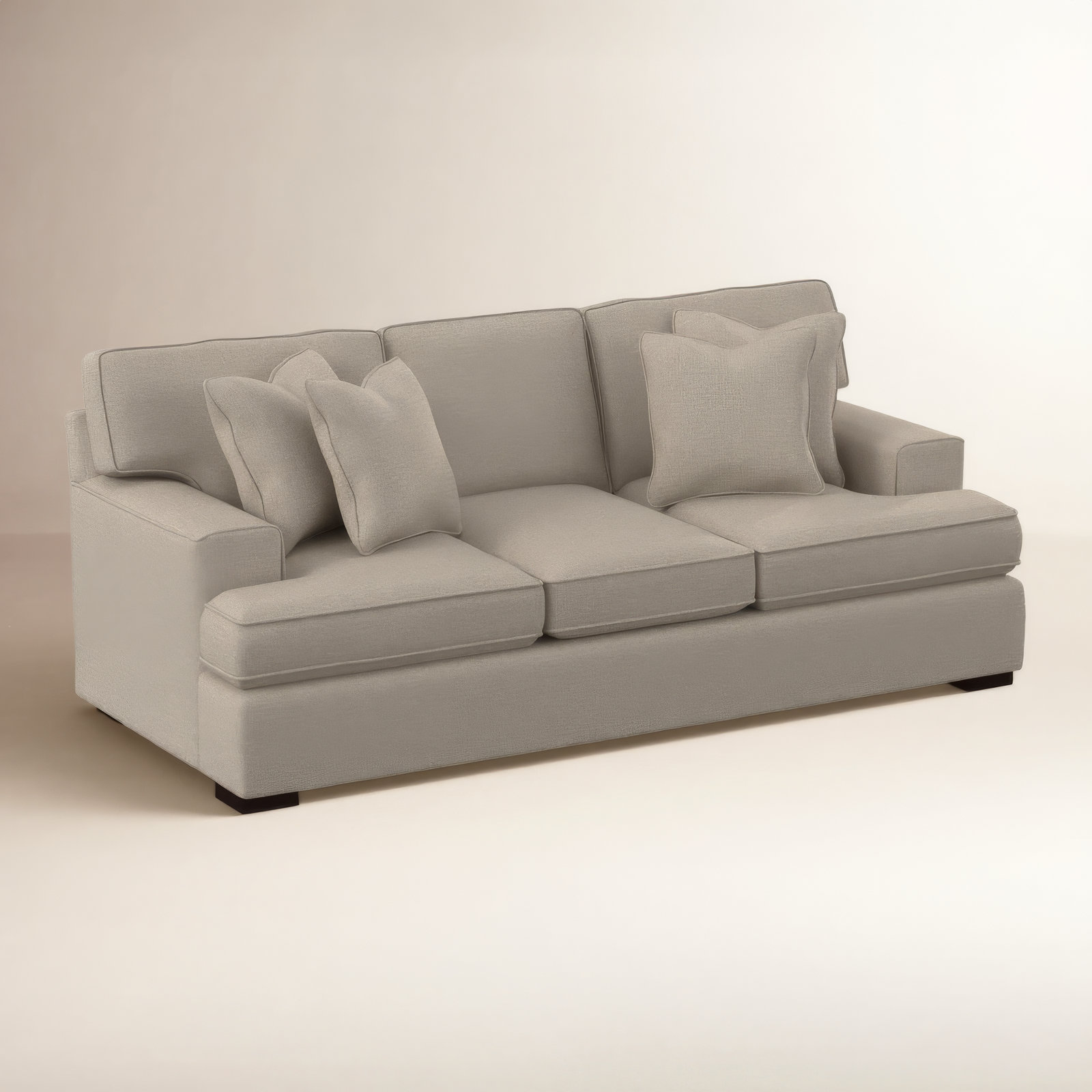 Sadie 97'' Sofa, Beige Performance Fabric; 0851-73, Java Finish