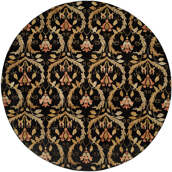 Wool Floral Area Rug, Square 8'