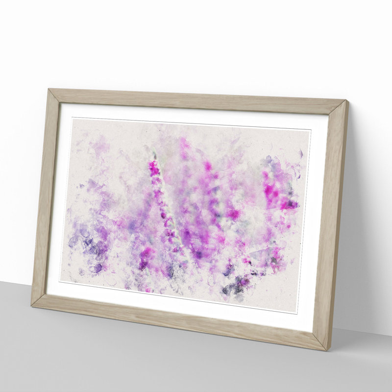 Purple Heather - Single Picture Frame Print on Wood, 27cm H x 36cm W x 2cm D, Oak Framed