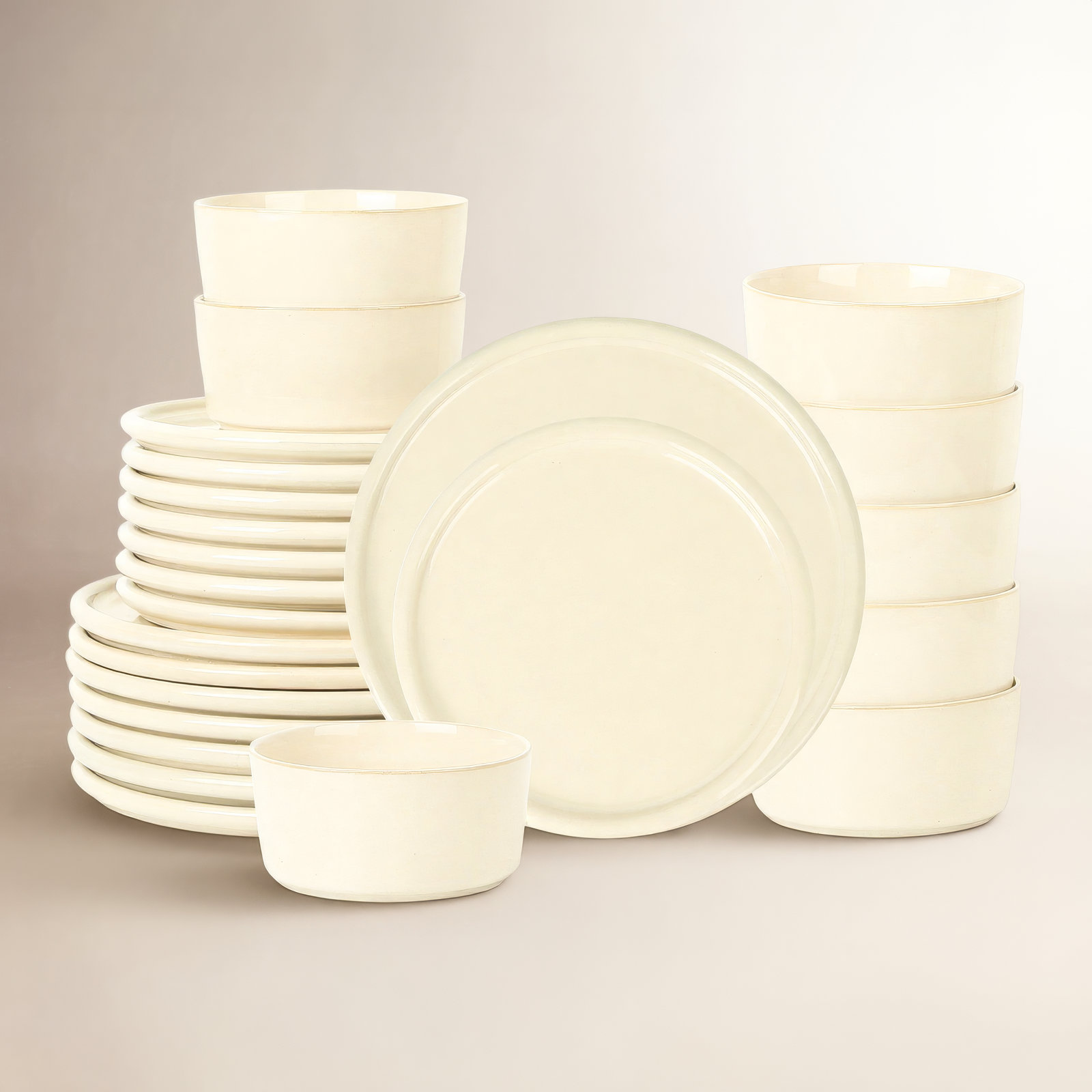 Eden Stoneware Dinnerware Set, Beige