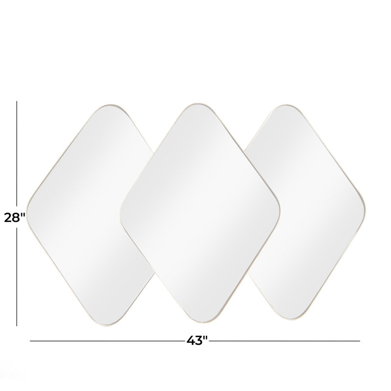 Metal Overlapping Diamond Room Wall Mirror with Gold Frame
