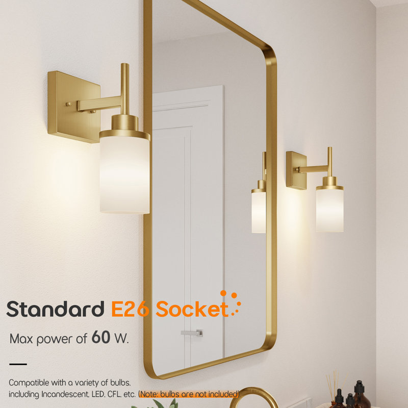 Éclairage pour salle de bain 1 lumière, Or brossé