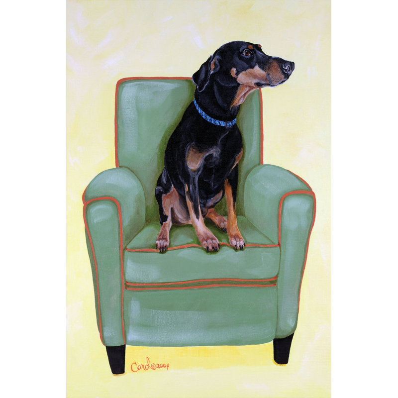 Dobie sur fond vert, H 48 po x l 32 po x P 1,25 po