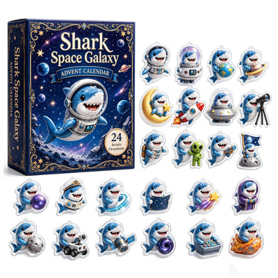 Space Advent Calendar 24 Days Christmas Countdown Calendar with 24 Pcs Acrylic Space Ornaments Kids Surprise Box Gift for Boys Girls Christmas Decorations Gifts