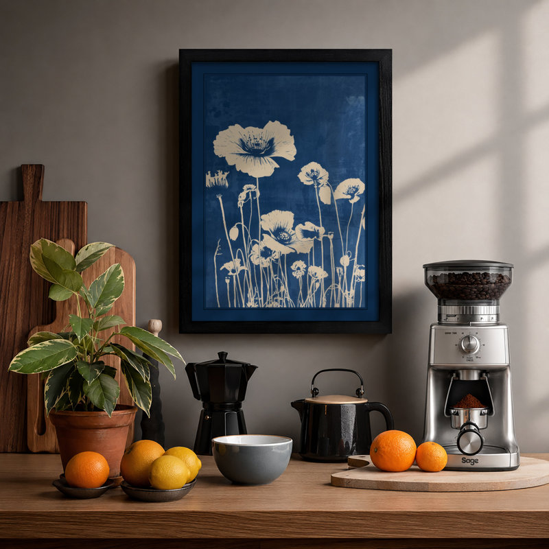 Wildflower Study Botanical - Framed Print, Black, A4 - 29.7 x 21.0 cm