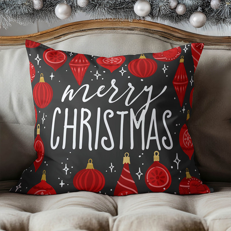 Coussin décoratif Ornaments, Gris anthracite, Carré 16 po