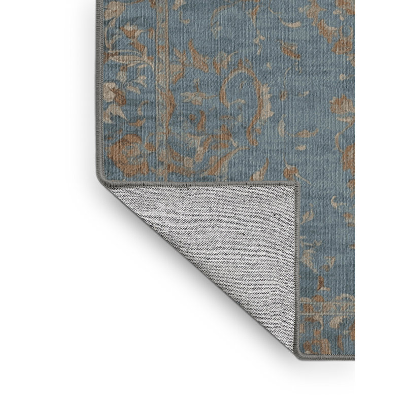 Machine Washable Gray Area Rug, Round 5'