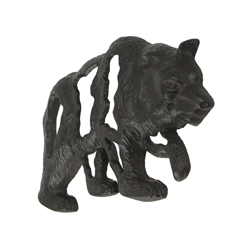 Rustic Cabin Brown Cast Iron Bear Wall-Mounted Sculpture for Lodge Decor — 11" W X 1.5" D X 7.5" H