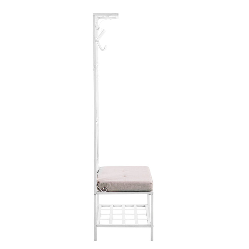Banc pour hall d'entrée avec rangement Dovanti - blanc vieilli