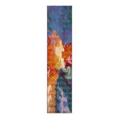 Azaleea Power Loomed Polypropylene Outdoor Are Rug in Blue/Red/Orange
