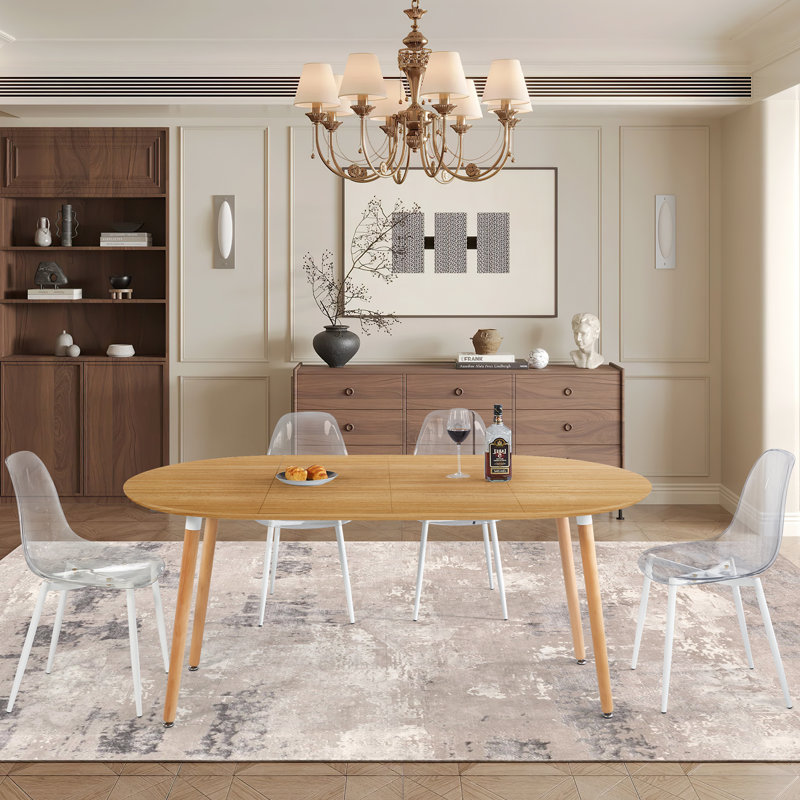 Table de salle à manger extensible 4-6 places, Bois naturel, Bois naturel, H 29,5 po x L 70,8 po x l 39,4 po