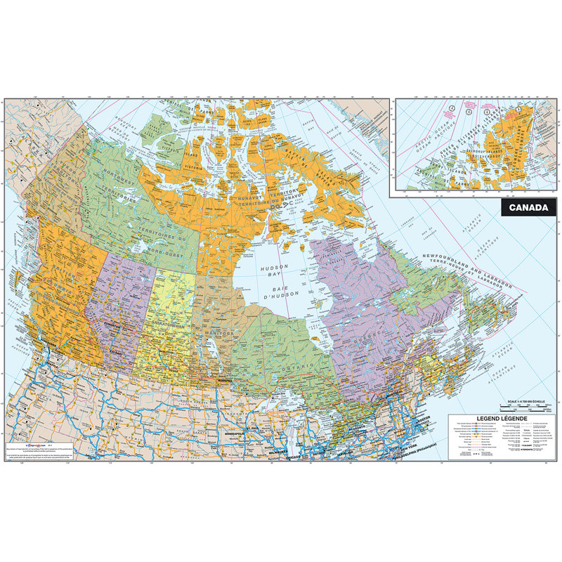 Canada Dry Erase Multicolor Map Vinyl Wall Decal