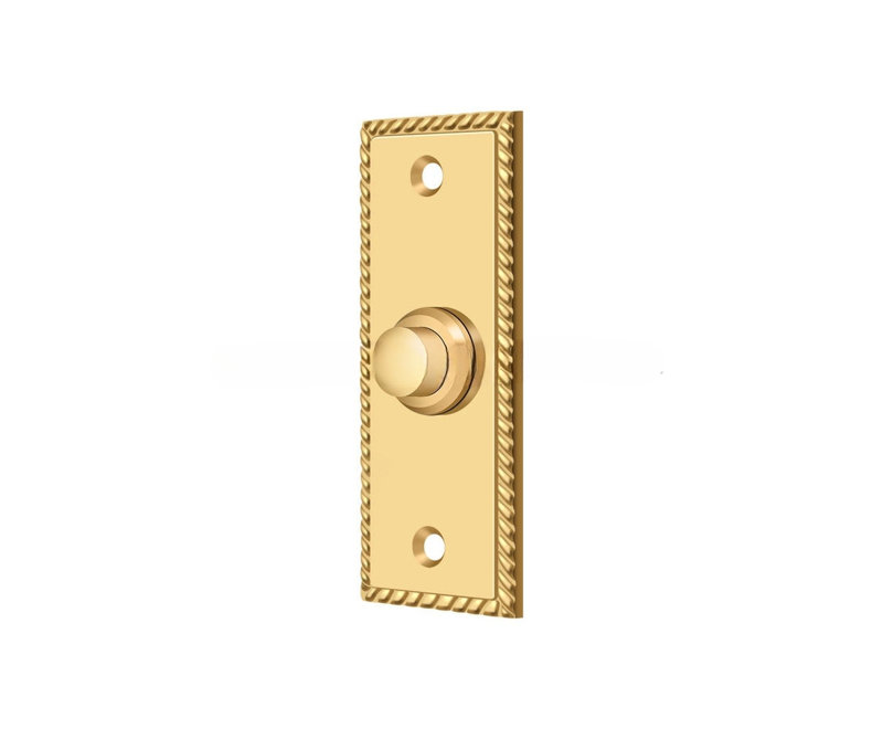 Ackeron Bell Button, Rectangular with Rope Pattern in Polished Chrome, Polished Chrome