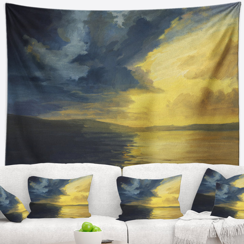 Tapisserie coucher de soleil et ombres Landscape, H 32 po x l 39 po