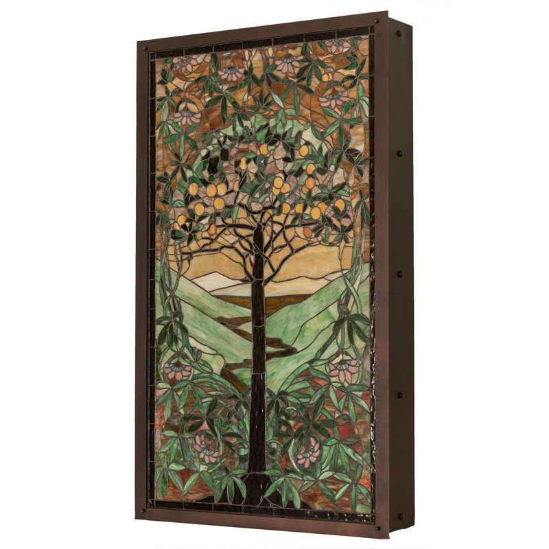 30"W Tiffany Tree of Life Stained Glass Lighted Window