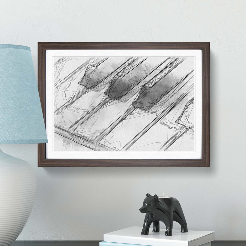 Keyboard Keys in Abstract - Framed Print, Walnut, 50cm H x 76cm W x 2cm D