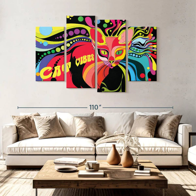 Brampt Psychedelic Cat Vibes, 54" H x 84" W