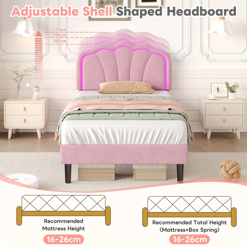 Solid Wood Bed, Pink