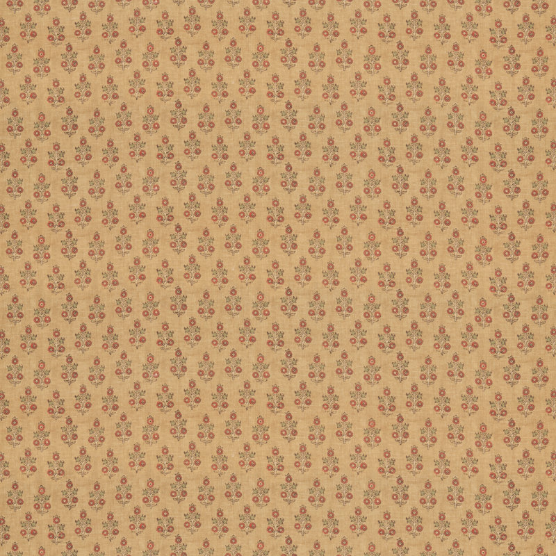 House Small Prints Poppy Sprig Fabric, Ochre