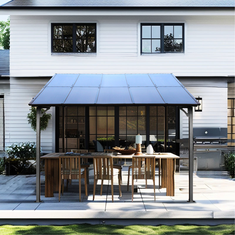 Pavillon de jardin 10 'X pour auvent - Auvent en métal avec structure solide, structure solide, terrasse extérieure sur le toit, terrasses, cour arrière