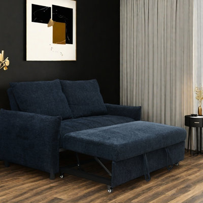 Futon Couch With 2 Storage Bags And Adjustable , Navy For Living Space Comfortable In Cushion Back Option