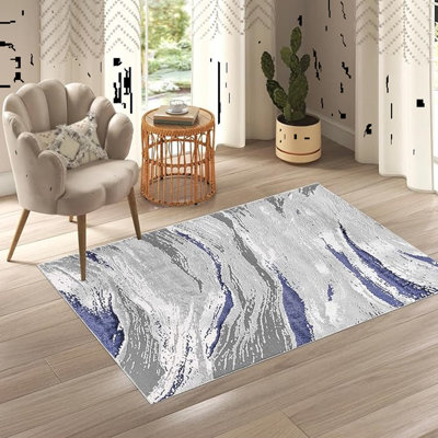 Abstract Flatweave Shag Area Rug