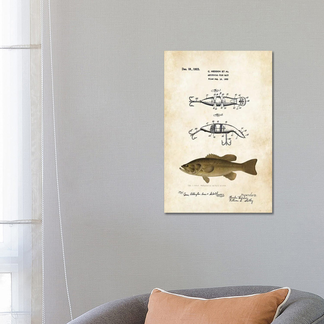 Largemouth Bass Fishing Lure - Wrapped Canvas Print