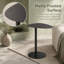 Table d'appoint minimaliste à plateau irrégulier, table d'appoint autoportante entièrement en métal, table de chevet noire en forme de C pour salon ou chambre.