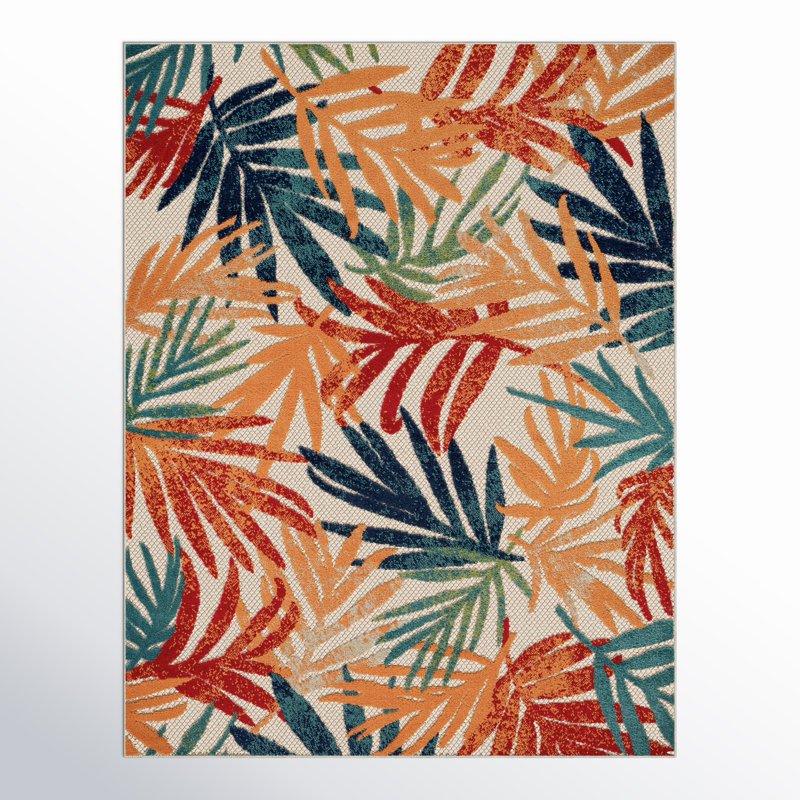 Tapis intérieur / extérieur résistant à l'eau Fruitvale, Rectangle 7 pi 11 po x 10 pi 3 po, Rouge/Bleu/Orange