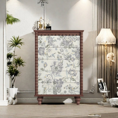 Retro Five-Drawer Storage Cabinet Accent Chest
