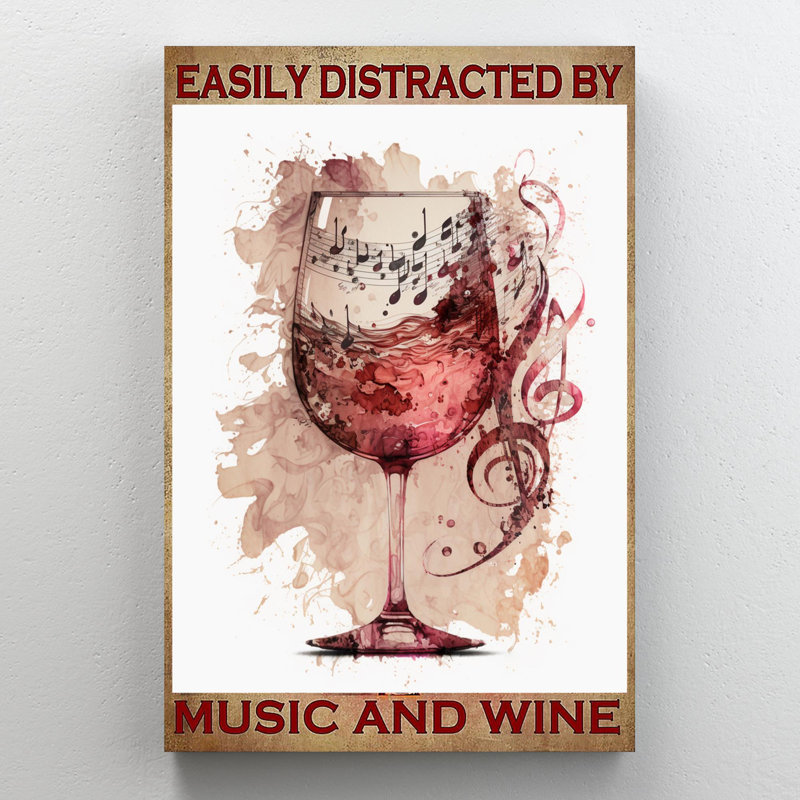 Impression sur toile, "Deckland Easily Distract By Music And Wine", H 36 po x l 24 po x P 1,25 po