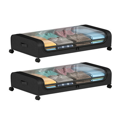 2pcs Under Bed Storage Containers Under Bed Drawer with Clear Window