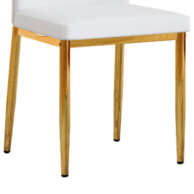 Set Of 6 Gold - And - White Dining Chairs, 37 Inches High: Ergonomic PU Backrest, Combines Comfort And Style.Blends Comfort And Elegance, Injecting More Comfort And Style Into Dining Time.