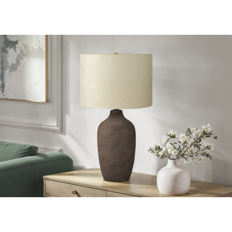 Lighting, Table Lamp, Gray, Beige, 26" H x 15" W x 15" D