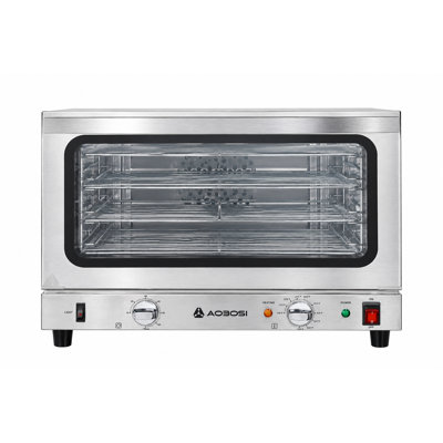 AOBOSI Commercial Countertop Convection Oven, 1800W Stainless Steel Toaster Oven with 4 Wire Racks, 150–575°F Temperature Control, 120-Minute Timer, 120V