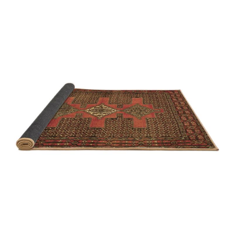 Tapis marocain fabriqué à la machine en brun, Carré 4 pi