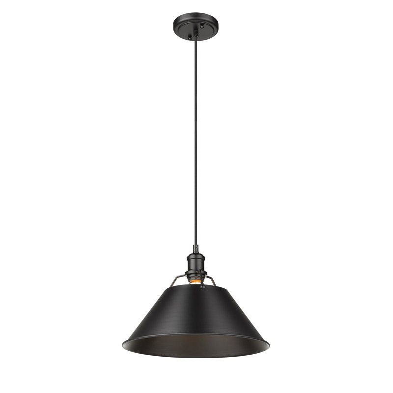Luminaire suspendu conique à 1 lumière Weatherford, Noir mat, Noir mat, H 131,5 po x l 14 po x P 14 po
