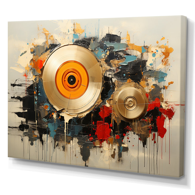 Vinyle, mélodie - Disques vinyle, art encadré, Toile tendue, H 34 po x l 44 po x P 1,5 po