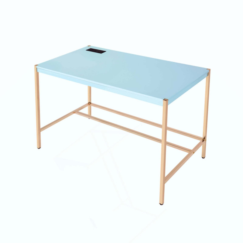 Bureau d'écriture avec port USB, moderne et élégant pour les espaces compacts, Bleu clair