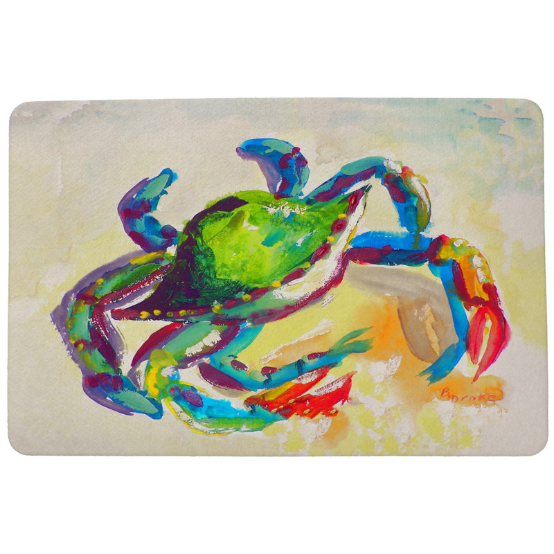Tapis d'intérieur / extérieur antidérapant Liesl Crab, Rectangle 1 pi 6 po x 2 pi 2 po