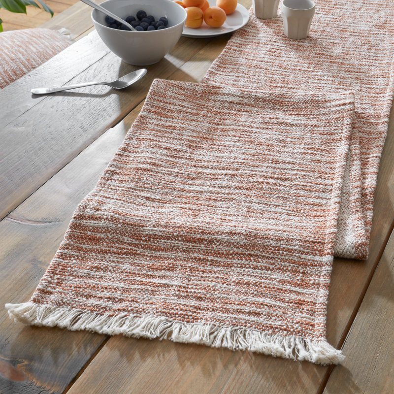 Textured Frayed Edge Table Runner, Terracotta