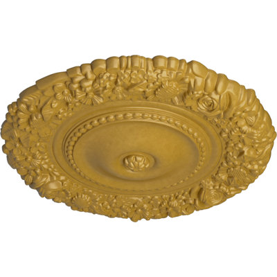 Endurathane Marseille Ceiling Medallion, 21"OD x 2"P (Fits Canopies up to 7 3/8"), Hand-Painted Iridescent Gold Finish
